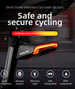 GloboStar® GloboStar® 86050 Ασύρματο Οπίσθιο Φανάρι Ποδηλάτου LED Επαναφορτιζόμενο USB Stop - Αριστερό Φλάς - Δεξί Φλάς με Ασύρματο Χειριστήριο Τιμονιού