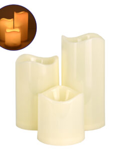 GloboStar® GloboStar® 79552 ΣΕΤ 3 Διακοσμητικών Realistic Κεριών με LED - Μπαταρίας & Ασύρματο Χειριστήριο IR Θερμό Λευκό 3000K