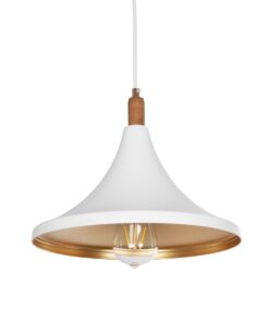GloboStar® GLOBOSTAR® BELFRY 203-0076 Μοντέρνο Κρεμαστό Φωτιστικό Οροφής με Ντουί 1 x E27 AC 220-240V IP20 - Λεύκο & Χρυσό - Μ29.5 x Π29.5 x Υ22cm