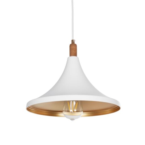 GloboStar® GLOBOSTAR® BELFRY 203-0076 Μοντέρνο Κρεμαστό Φωτιστικό Οροφής με Ντουί 1 x E27 AC 220-240V IP20 - Λεύκο & Χρυσό - Μ29.5 x Π29.5 x Υ22cm