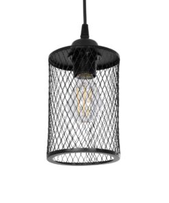 GloboStar® GLOBOSTAR® NOVAON 201-0058 Μοντέρνο Κρεμαστό Φωτιστικό Οροφής με Ντουί 1 x E27 AC 220-240V IP20 - Μαύρο - Μ12 x Π12 x Υ23cm