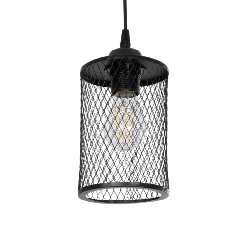 GloboStar® GLOBOSTAR® NOVAON 201-0058 Μοντέρνο Κρεμαστό Φωτιστικό Οροφής με Ντουί 1 x E27 AC 220-240V IP20 - Μαύρο - Μ12 x Π12 x Υ23cm