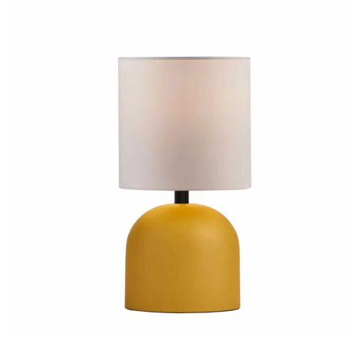 GloboStar® GloboStar® LOREN 204-0137 Μοντέρνο Eπιτραπέζιο Φωτιστικό Μονόφωτο 1 x E27 IP20 Κίτρινο Μέταλλο με Μπεζ        Ύφασμα - Μ15 x Π15 x Υ31cm