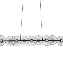 GloboStar® GLOBOSTAR® VERONA 00588 Μοντέρνο Κρεμαστό Φωτιστικό Οροφής με Ντουί 9 x E27 AC 220-240V IP20 - Μαύρο & Χρυσό - Μ140 x Π28 x Υ20cm