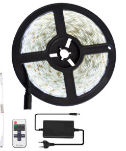 GloboStar® GloboStar® 70414 Σετ Ταινία LED 5m 72W/5m 12V 60LED/m 5050 SMD 1584lm/m 120° Αδιάβροχη IP65 με Ασύρματο Χειριστήριο RF 2.4Ghz και Τροφοδοτικό Ψυχρό Λευκό 6000K Dimmable