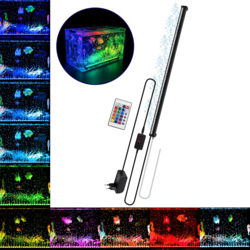 GloboStar® GloboStar® 79677 Φωτιστικό Ενυδρείου & Οξυγονωτής / Μηχανισμός Φυσαλίδων 67cm LED 24W 180° AC 230V Αδιάβροχο IP68 με Ασύρματο Χειριστήριο IR Πολύχρωμο RGB Dimmable