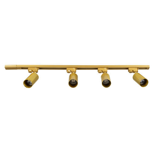GloboStar® GloboStar® LEO 60360 Μοντέρνο Φωτιστικό Οροφής Ράγα Πολύφωτο 4 x GU10 IP20 Χρυσό Αλουμίνιο - Μ100 x Π6 x Υ20cm - 5 Χρόνια Εγγύηση