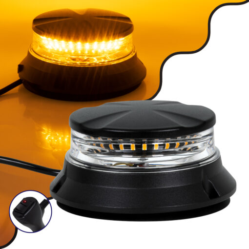 GloboStar® GloboStar® 85171 PRO Series Φάρος Σήμανσης Οχήματος Οδικής Βοήθείας για Αυτοκίνητα & Φορτηγά 6 Προγραμμάτων Φωτισμού STROBE LED SMD 3030 48W DC 10-30V Αδιάβροχος IP66 Πορτοκαλί