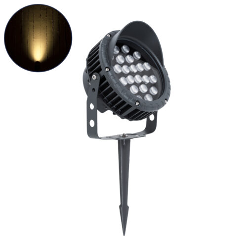 GloboStar® GLOBOSTAR® TREELIGHT-VINA 90360 Σποτ Φωτισμού με Αντιθαμβωτική Γρίλια για Φυτά - Δέντρα με Βάση Κήπου / Καρφωτό LED 24W 2640lm 10° DC 24V Αδιάβροχο IP65 Θερμό Λευκό 2700K Dimmable - Γκρι Ανθρακί - Μ21.5 x Π18.3 x Υ14cm - 3 Χρόνια Εγγύηση