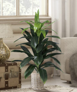 GloboStar® Artificial Garden DOMINGO 20591 Διακοσμητικό Πλεκτό Καλάθι - Κασπώ Γλάστρα - Flower Pot Λευκό με Μπεζ Φ16 x Υ18cm 17 dabd56 20042 20591