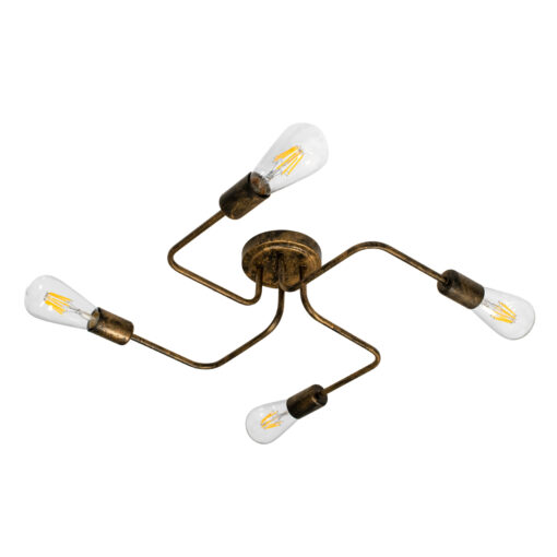 GloboStar® GloboStar® LIBERTA 00839 Μοντέρνο Φωτιστικό Οροφής Πλέγμα Πολύφωτο 4 x E27 IP20 Χάλκινο Μέταλλο - Μ44.5 x Π44.5 x Υ12cm