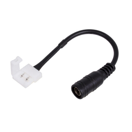 GloboStar® GLOBOSTAR® STRIPART 70740 Ενωτικός Ταχυσύνδεσμος με 15cm Καλώδιο Τροφοδοσίας για Μονόχρωμη Ταινία LED 2Pin 10mm σε DC Θηλυκό Σύνδεσμο 2.1mm IP20 - Μ15 x Π1.2 x Υ1.2cm
