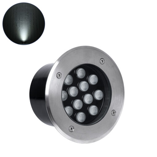 GloboStar® GLOBOSTAR® UNDERGROUND-TINA 90668 Χωνευτό Αρχιτεκτονικο Φωτιστικό Σποτ Δαπέδου LED 12W 1380lm 30° DC 24V Αδιάβροχο IP65 Φυσικό Λευκό 4500K Dimmable - Ανοξείδωτο Ατσάλι 304 - Φ16 x Υ9cm / Q14cm - 3 Χρόνια Εγγύηση