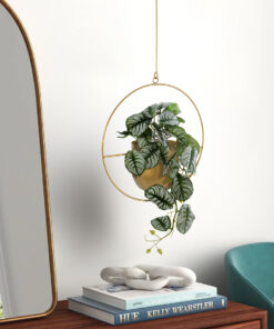 GloboStar® Artificial Garden TILOS 20486 Κρεμαστό Μεταλλικό Κασπώ Γλάστρα - Flower Pot Χρυσό Φ35cm x Υ15cm 23 dc6239 20601 20486