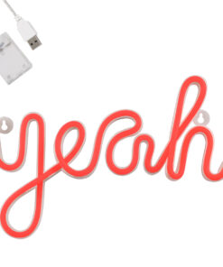 GloboStar® GloboStar® 78589 Φωτιστικό Ταμπέλα Φωτεινή Επιγραφή NEON LED Σήμανσης YEAH 5W με Καλώδιο Τροφοδοσίας USB - Μπαταρίας 3xAAA (Δεν Περιλαμβάνονται) - Κόκκινο