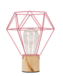 GloboStar® GloboStar® ANTLER 01442 Επιτραπέζιο Φωτιστικό Πορτατίφ LED -W -lm -° DC 5V IP20 Θερμό Λευκό 3000K Ροζ Μέταλλο με Μπεζ Ξύλο - Μ19 x Π19 x Υ23cm - 2 Xρόνια Εγγύηση