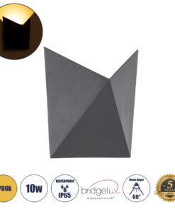 GloboStar® GloboStar® STEALTH 60519 Φωτιστικό Τοίχου - Απλίκα Αρχιτεκτονικού Φωτισμού Εσωτερικού/Εξωτερικού Χώρου Up or Down LED 10W 1000lm 60° AC220-240V Αδιάβροχο IP65 - Σώμα Αλουμινίου & Tempered Glass - Μ17 x Π7.5 x Υ17cm - Θερμό Λευκό 2700K - Γκρι Ανθρακί - Bridgelux Chip - 5 Years Warranty