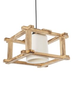 GloboStar® GLOBOSTAR® CUP 203-0053 Vintage Κρεμαστό Φωτιστικό Οροφής με Ντουί 1 x E27 AC 220-240V IP20 - Μπεζ & Λευκό - Μ32 x Π32 x Υ20cm