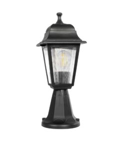 GloboStar® SOLME 203-0210 Vintage Επιδαπέδιο Φωτιστικό Φαναράκι Μονόφωτο 1 x E27 IP44 Μαύρο & Διάφανο Πλαστικό - Μ22 x Π22 x Υ40cm 11 dd85cb 203 0210 3