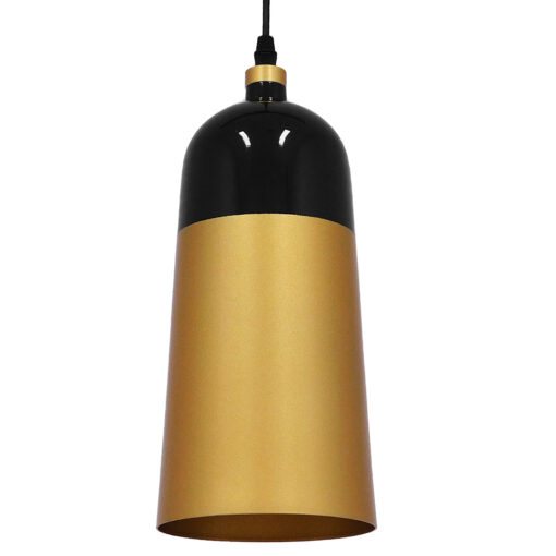 GloboStar® GLOBOSTAR® PALAZZO 01523 Μοντέρνο Κρεμαστό Φωτιστικό Οροφής με Ντουί 1 x E27 AC 220-240V IP20 - Μαύρο & Χρυσό - Μ14 x Π14 x Υ34cm