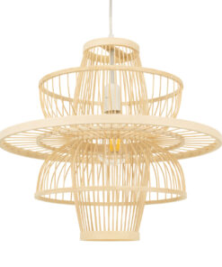 GloboStar® GLOBOSTAR® BALI 00861 Boho Κρεμαστό Φωτιστικό Οροφής με Ντουί 1 x E27 AC 220-240V IP20 - Μπεζ - Μ45 x Π45 x Υ42.5cm