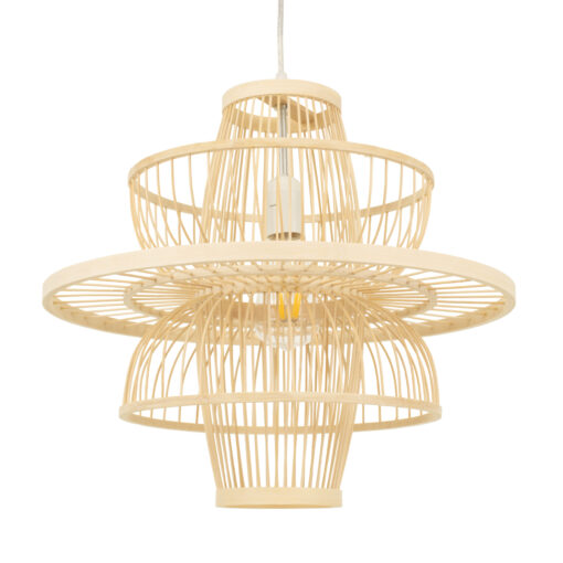 GloboStar® GLOBOSTAR® BALI 00861 Boho Κρεμαστό Φωτιστικό Οροφής με Ντουί 1 x E27 AC 220-240V IP20 - Μπεζ - Μ45 x Π45 x Υ42.5cm