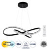 GloboStar® GLOBOSTAR® DEXTER 60913 Μοντέρνο Κρεμαστό Φωτιστικό Οροφής LED 90W 10080lm 300° AC 220-240V IP20 Ρυθμιζόμενο Λευκό CCT με Χειριστήριο από 2700K έως 6000K Dimmable - Lumileds SMD Chip - Μαύρο - Μ73 x Π73 x Υ16cm - 3 Χρόνια Εγγύηση
