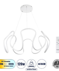 GloboStar® GLOBOSTAR® TARANTULA 61395 Μοντέρνο Κρεμαστό Φωτιστικό Οροφής LED 120W 13440lm 300° AC 220-240V IP20 Ρυθμιζόμενο Λευκό CCT με Χειριστήριο από 2700K έως 6000K Dimmable - Lumileds SMD Chip - Λευκό - Μ78 x Π78 x Υ31.5cm - 3 Χρόνια Εγγύηση