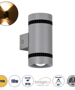 GloboStar® GloboStar® CANNONAL 60576 Φωτιστικό Τοίχου - Απλίκα Αρχιτεκτονικού Φωτισμού Εσωτερικού Χώρου Up & Down LED 10W 1150lm 30° AC 220-240V IP20 Μ5 x Π6.5 x Υ11cm - Θερμό Λευκό 2700K - Γκρι Ανθρακί με Μαύρο - Bridgelux Chip - 3 Χρόνια Εγγύηση