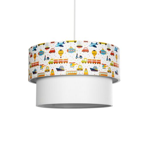 GloboStar® GLOBOSTAR® TRAIN 204-0009 Παιδικό Κρεμαστό Φωτιστικό Οροφής με Ντουί 1 x E27 AC 220-240V IP20 - Πολύχρωμο - Μ30 x Π30 x Υ24cm
