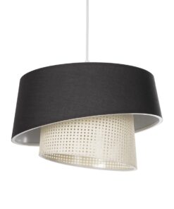 GloboStar® GLOBOSTAR® ALINA 203-0131 Μοντέρνο Κρεμαστό Φωτιστικό Οροφής με Ντουί 1 x E27 AC 220-240V IP20 - Μαύρο & Μπεζ - Μ30 x Π30 x Υ20cm