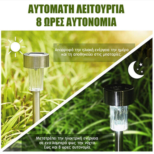 GloboStar® Αυτόνομο Αδιάβροχο IP65 Ηλιακό Φωτοβολταϊκό Φανάρι Κήπου LED Ψυχρό Λευκό 6000k GloboStar 50010