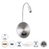 GloboStar® GloboStar® GOOSE 60884 Μοντέρνο Φωτιστικό Τοίχου - Απλίκα Ξενοδοχείου Bed Side LED 6W 600lm 36° & 360° AC 220-240V - Reading Light & 360° Κρυφός Φωτισμός - Φορτιστής USB 3A - Μ15.5 x Π15 x Υ30.5cm - Φυσικό Λευκό 4500K - Ασημί Νίκελ - 3 Xρόνια Εγγύηση