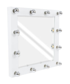 GloboStar® GloboStar® MAKEUP MIRROR-80x80-4 Μοντέρνος Καθρέπτης Μακιγιάζ με Πλαίσιο Φυσικού Ξύλου με Διακόπτη On/Off 12 x E27 AC220-240V - Μ80 x Π7 x Υ80cm - Λευκή Λάκα