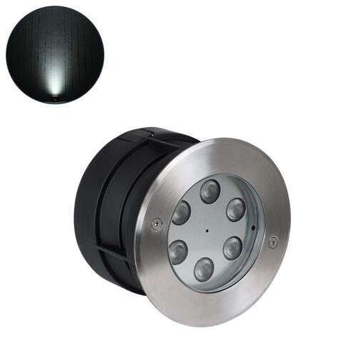 GloboStar® GLOBOSTAR® UNDERWATER-YUNI 90418 Υποβρύχιο Χωνευτό Σποτ για Σιντριβάνια/Πισίνες LED 6W 600lm 30° DC 24V Αδιάβροχο IP68 Ψυχρό Λευκό 6000K Dimmable - Ανοξείδωτο Ατσάλι 304 - Φ15 x Υ10cm - Q14cm - 3 Χρόνια Εγγύηση