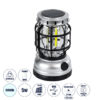 GloboStar® GloboStar® 69932 Αυτόνομο Ηλιακό Επαναφορτιζόμενο Φανάρι Camping LED 5W με Επαναφορτιζόμενη Μπαταρία 18650 1200mAh Li-ion - Power Bank - Αδιάβροχο IP54 - Dimmable - Μαύρο Ασημί - Ψυχρό Λευκό 6000K Φ10.2 x Υ16cm
