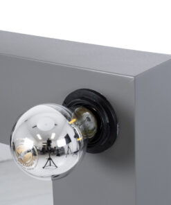 GloboStar® MAKEUP MIRROR-80x80-6 Μοντέρνος Καθρέπτης Μακιγιάζ με Πλαίσιο Φυσικού Ξύλου με Διακόπτη On/Off 12 x E27 AC220-240V - Μ80 x Π7 x Υ80cm - Γκρι Ανθρακί 20 e0ece7 80x80 11