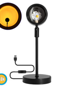 GloboStar® GloboStar® 00814 Επιτραπέζιο Φωτιστικό Πορτατίφ LED 12W -lm 180° DC 5V IP20 Κίτρινο - Πορτοκαλί SUN EFFECT Μαύρο Μέταλλο με Διάφανο Πλαστικό - Μ10 x Π10 x Υ26.5cm - 2 Xρόνια Εγγύηση