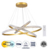 GloboStar® GLOBOSTAR® DIAMOND TRIO 61139-DECO Μοντέρνο Κρεμαστό Φωτιστικό Οροφής LED 120W 14723lm 360° AC 220-240V IP20 Ρυθμιζόμενο Λευκό CCT με Χειριστήριο από 2700K έως 6000K Dimmable - Lumileds SMD Chip - Χρυσό Βούρτσας - Μ40 x Π60 x Υ80cm - 3 Χρόνια Εγγύηση