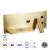 GloboStar® GloboStar® PALADIN 61357 Μοντέρνο Φωτιστικό Τοίχου - Απλίκα Ξενοδοχείου Bed Side LED 6W 720lm 36° AC 220-240V - Reading Light & Κρυφός Φωτισμός - Φορτιστές USB 3A & Wireless 20W - Μ30 x Π11 x Υ12cm - Φυσικό Λευκό 4500K - Χρυσό Βούρτσας - Αριστερό