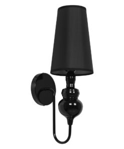 GloboStar® GloboStar® LAURA 01500 Μοντέρνο Επιτοίχιο Φωτιστικό Απλίκα Μονόφωτο 1 x E27 IP20 Μαύρο Μέταλλο με Μαύρο Ύφασμα - Μ21 x Π15 x Y48cm