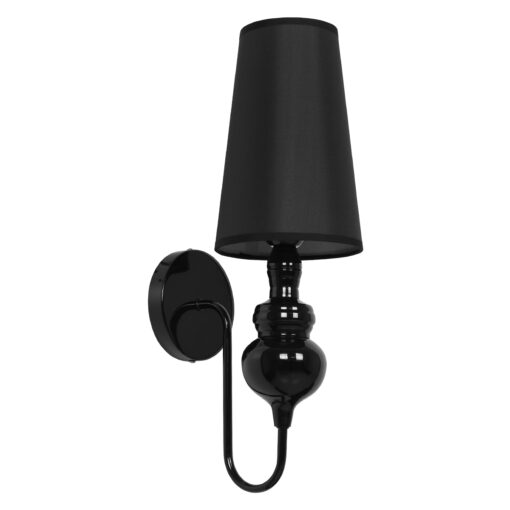 GloboStar® GloboStar® LAURA 01500 Μοντέρνο Επιτοίχιο Φωτιστικό Απλίκα Μονόφωτο 1 x E27 IP20 Μαύρο Μέταλλο με Μαύρο Ύφασμα - Μ21 x Π15 x Y48cm