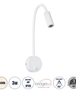 GloboStar® GloboStar® GOOSE 60876 Μοντέρνο Φωτιστικό Τοίχου - Απλίκα Ξενοδοχείου Bed Side LED 3W 300lm 36° AC 220-240V - Reading Light - Μ6.5 x Π15 x Υ24.5cm - Φυσικό Λευκό 4500K - Λευκό - 3 Xρόνια Εγγύηση