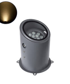 GloboStar® GloboStar® FLOOD-MILO 90734 Κινούμενος Προβολέας - Σποτ Φωτισμού Wall Washer για Φωτισμό Κτιρίων LED 12W 1080lm 10° AC 220-240V Αδιάβροχο IP67 Φ17 x Υ26cm Θερμό Λευκό 2700K - Γκρι Ανθρακί - 3 Χρόνια Εγγύηση