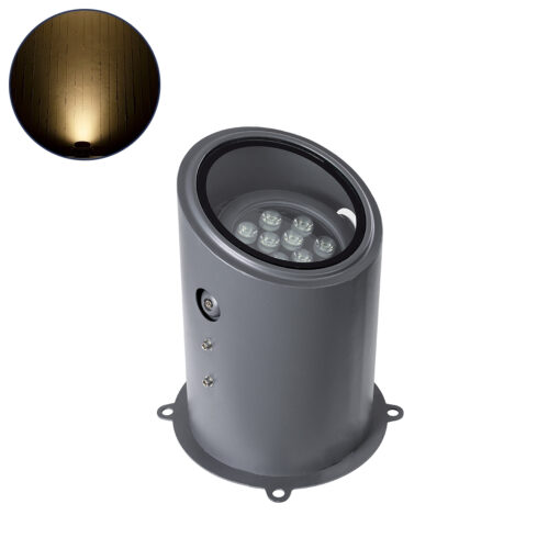 GloboStar® GloboStar® FLOOD-MILO 90734 Κινούμενος Προβολέας - Σποτ Φωτισμού Wall Washer για Φωτισμό Κτιρίων LED 12W 1080lm 10° AC 220-240V Αδιάβροχο IP67 Φ17 x Υ26cm Θερμό Λευκό 2700K - Γκρι Ανθρακί - 3 Χρόνια Εγγύηση