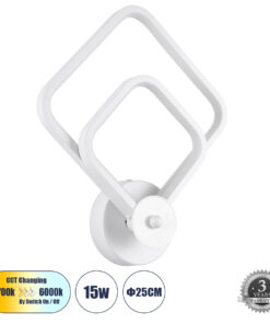 GloboStar® GloboStar® ANNA 61086 Φωτιστικό Τοίχου - Απλίκα Design LED CCT 15W 1800lm 300° AC 220-240V - Εναλλαγή Φωτισμού μέσω Διακόπτη On/Off All In One Ψυχρό 6000k+Φυσικό 4500k+Θερμό 2700k Μ25 x Π8 x Υ30cm - Λευκό
