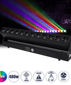 GloboStar® GloboStar® 51168 SPHINX Επαγγελματική Κινούμενη Μπάρα Φωτισμού DIGITAL MATRIX PIXEL LED 480W AC 220V-240V 4IN1 BEAM - WASH - SPOT - ZOOM 5° - 35° OSRAM LED DMX512 Display on Body RGBW - Μαύρο - L102 x W10 x H16.5cm