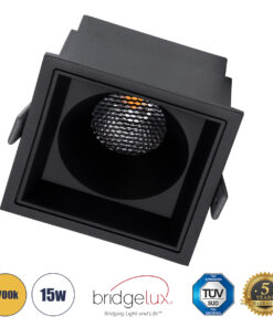 GloboStar® GloboStar® PLUTO-B 60281 Χωνευτό LED Spot Downlight TrimLess Μ10.4xΠ10.4cm 15W 1875lm 38° AC 220-240V IP20 Μ10.4 x Π10.4 x Υ6.5cm - Τετράγωνο - Μαύρο & Anti-Glare HoneyComb - Θερμό Λευκό 2700K - Bridgelux COB - 5 Years Warranty