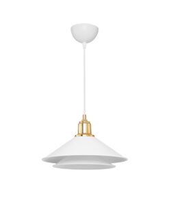 GloboStar® GLOBOSTAR® FERRO 203-0268 Μοντέρνο Κρεμαστό Φωτιστικό Οροφής με Ντουί 1 x E27 AC 220-240V IP20 - Λευκό & Χρυσό - Μ30 x Π30 x Υ19cm