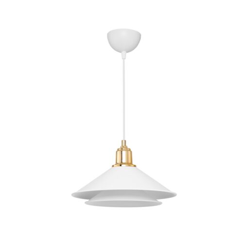 GloboStar® GLOBOSTAR® FERRO 203-0268 Μοντέρνο Κρεμαστό Φωτιστικό Οροφής με Ντουί 1 x E27 AC 220-240V IP20 - Λευκό & Χρυσό - Μ30 x Π30 x Υ19cm
